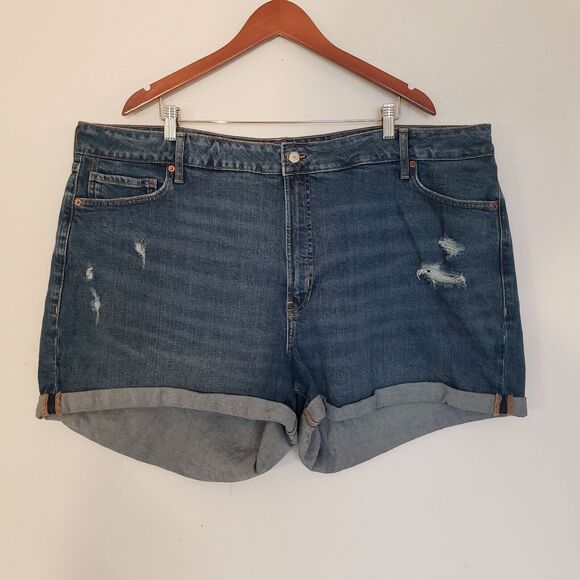 OLD NAVY Women SIZE 26 High Waist O.G. Straight Distress Jean Cuff Shorts - Picture 11 of 11